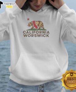 Alt Text: Vintage hoodie featuring 'Pretty Worswick California Bear' wordplay design for California Republic fans.