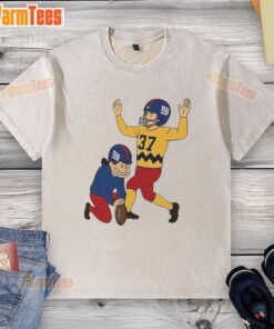 Alt Text: Pretty Younghoe Koo Charlie Brown Giants kicker miss meme on a washed t-shirt, showcasing a humorous sports design.