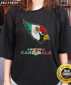 Arizona Cardinals football ladies tee featuring a vibrant Mexican flag logo design for fans.