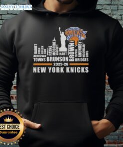 Stylish New York Knicks hoodie featuring city skyline design, perfect for fans in the 2025-26 season.