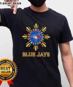 Top 2025 Toronto Blue Jays Baseball X Hispanic T-Shirt featuring vibrant team colors and a unique cultural design.