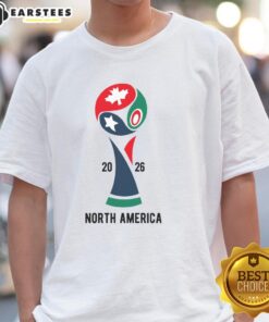 Top 2026 International Soccer Tournament North America T-Shirt featuring vibrant design and tournament logos.