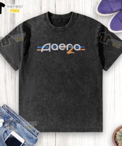 Alt Text: Top Aero video game logo on a washed t-shirt, perfect for gamers seeking stylish casual wear.