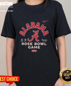 2026 Rose Bowl Game Alabama Crimson Tide ladies tee featuring team logo and vibrant colors for female fans.