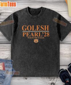 Top Alex Golesh Auburn Tigers Football Pearl 28 War Damn Eagle Washed T-Shirt in orange, showcasing team spirit and style.