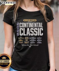 Alt Text: Top All Elite Wrestling AEW Continental Classic 2025 Ladies Tee featuring dynamic wrestling graphics and event logo.