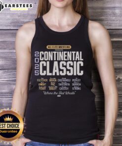 AEW Continental Classic 2025 tank top featuring top wrestlers, showcasing elite wrestling style and logo design.