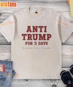 Top Anti-Trump T-shirt featuring 'Yesterday, Today, Tomorrow' design, perfect for expressing your stance on politics.
