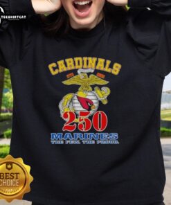 Top Arizona Cardinals x U.S.M.C 250th Birthday Celebration Sweatshirt featuring vibrant team colors and logo design.