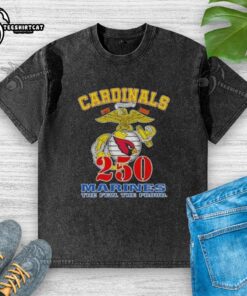 Arizona Cardinals x U.S.M.C. 250th Birthday Celebration washed t-shirt featuring vibrant team colors and commemorative design.