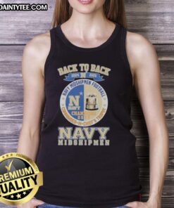 2024-2025 Navy Midshipmen football tank top celebrating back-to-back Commander in Chiefs Trophy victories.