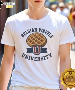 Top Belgian Waffle University Logo T-Shirt featuring a stylish design perfect for fans and students of the university.