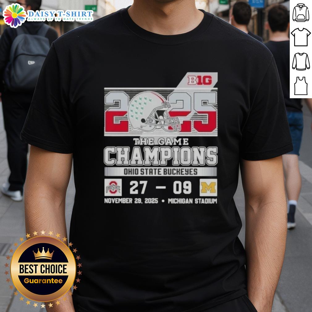 Top Big Ten The Game Champions Ohio State Buckeyes Beat Michigan Stadium T-Shirt Ohio State Buckeyes T-shirt celebrating Big Ten The Game champions at Michigan Stadium - perfect for fans and collectors.