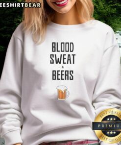 Cozy Top Blood Sweat and Beers sweatshirt in black, perfect for casual outings and beer lovers.