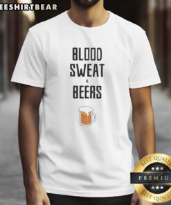 Top Blood Sweat And Beers T-Shirt featuring bold graphics and a comfortable fit for casual wear and beer enthusiasts.