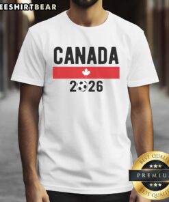 Top Canada 2026 Classic Canadian Soccer Fan T-Shirt featuring vibrant graphics and a comfortable fit for soccer enthusiasts.