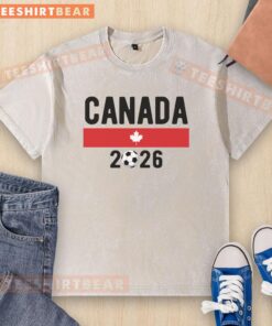 Classic Canadian Soccer Fan washed t-shirt featuring a stylish design for 2026 Canada soccer supporters.