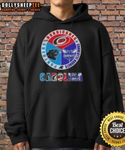Top Carolina City Sports hoodie featuring Hurricanes, Charlotte Hornets, and Panthers logos for fans.