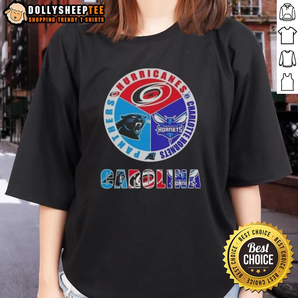 Top Carolina City Sports Hurricanes Charlotte Hornets Panthers Logo Ladies Tee Top Carolina City Sports Hurricanes, Charlotte Hornets, and Panthers logo on a stylish ladies tee shirt.