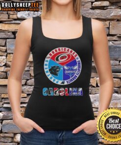 Top Carolina City Sports tank top featuring logos of Hurricanes, Charlotte Hornets, and Panthers for fans.