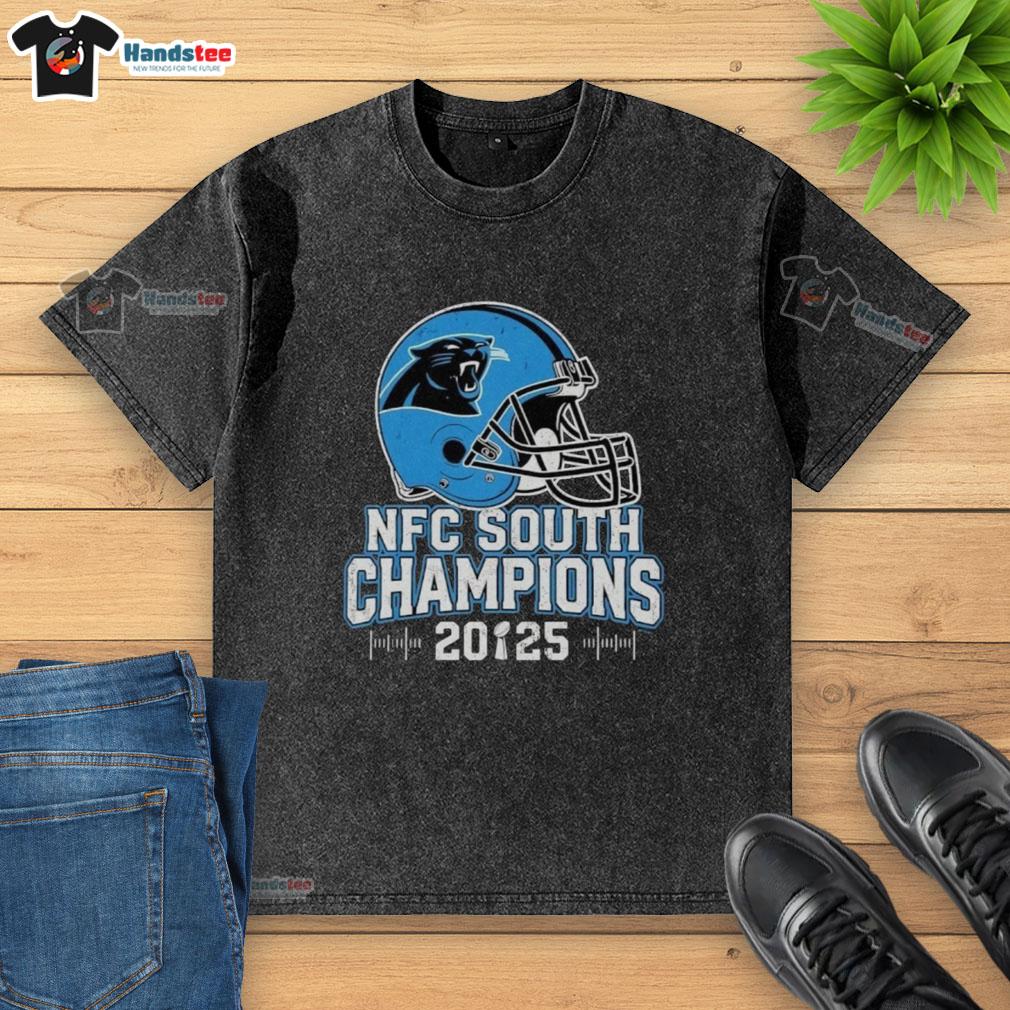 top-carolina-panthers-nfc-south-2025-champions-helmet-washed-t-shirt Top Carolina Panthers NFC South 2025 Champions helmet graphic on a stylish washed t-shirt for fans.
