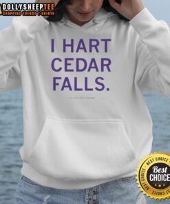 Top Cassidy Hartman I Hart Cedar Falls hoodie displayed on a hanger, showcasing its stylish design and vibrant colors.