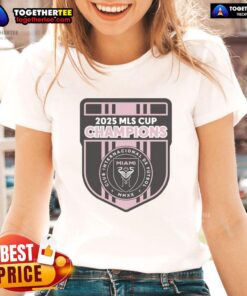 Alt Text: Inter Miami logo on a stylish ladies tee from Top CF 2025 MLS Champions collection.