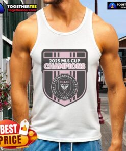 Alt Text: Inter Miami logo tank top for Top CF 2025 MLS Champions, featuring stylish design and vibrant team colors.
