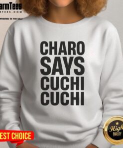 Charo Cuchi Cuchi sweatshirt featuring vibrant graphics and a cozy design, perfect for fans of Charo's iconic style.