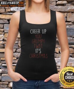 Festive 'Top Cheer Up You Grumpy Twat' Christmas tank top design, perfect for holiday parties and cheerful gatherings.