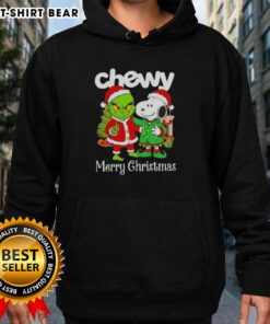 Top Chewy X Grinch and Snoopy Merry Christmas hoodie featuring festive designs for holiday style and comfort.