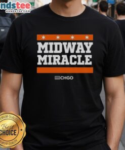 Alt Text: Top Chicago Bears Midway Miracle T-Shirt featuring iconic design and team colors, perfect for fans and collectors.