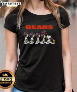 Chicago Bears X Peanuts Snoopy and Friends Abbey Road ladies tee featuring vibrant graphics and a stylish design.