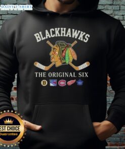 Alt Text: Top Chicago Blackhawks The Original Six Combined Hoodie showcasing team logo and stylish design for fans.