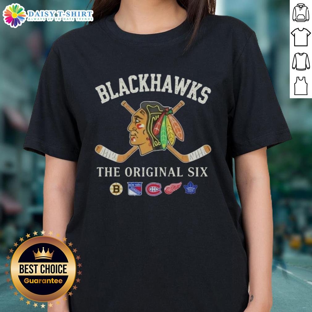 Top Chicago Blackhawks The Original Six Combined Ladies Tee Top Chicago Blackhawks The Original Six Combined Ladies Tee featuring team logo and stylish design for female fans.