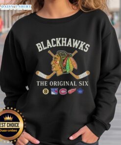 Alt Text: Top Chicago Blackhawks The Original Six Combined Sweatshirt featuring team logo and vibrant colors for fans.