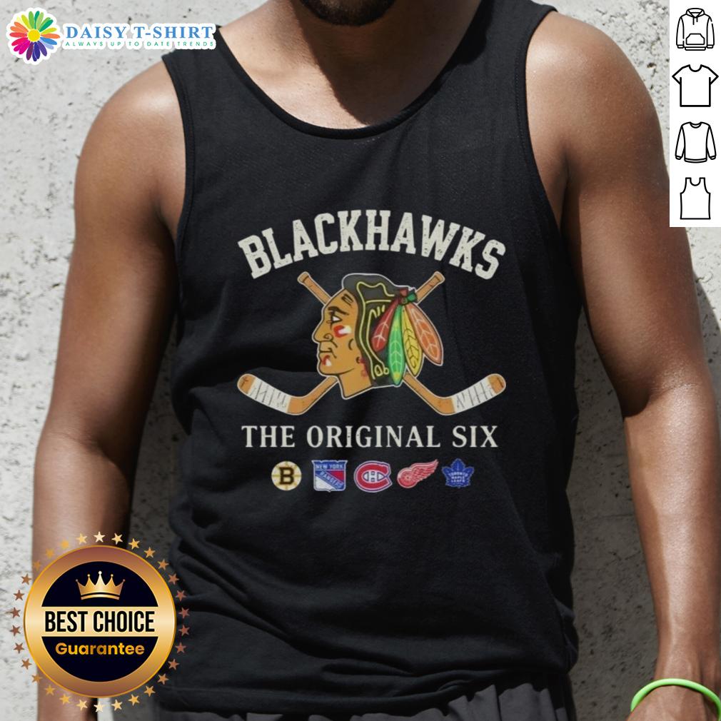 Top Chicago Blackhawks The Original Six Combined Tank Top Top Chicago Blackhawks Original Six combined tank top featuring team logos and vibrant colors for hockey fans.