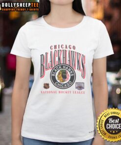 Vintage Chicago Blackhawks ladies tee featuring classic crease design, perfect for fans and casual wear.