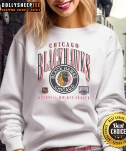 Vintage Chicago Blackhawks Crease sweatshirt featuring classic logo and stylish design for hockey fans.