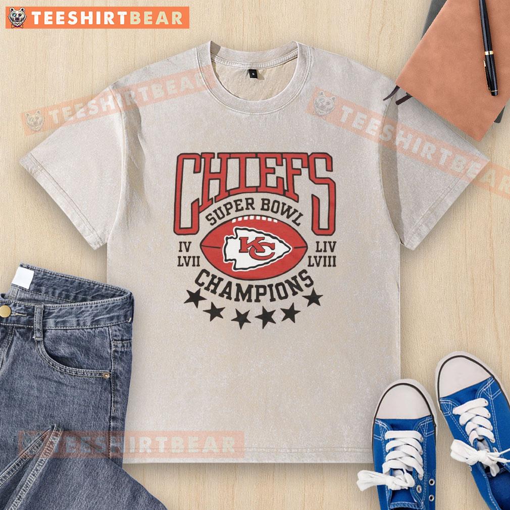 top-chiefs-4-time-super-bowl-champions-washed-t-shirt Top Chiefs 4-Time Super Bowl Champions washed t-shirt featuring team logo and championship details.
