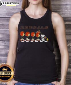 Top Cincinnati Bengals X Peanuts Snoopy and Friends Abbey Road tank top featuring iconic characters in a fun design.