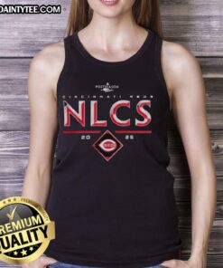 Top Cincinnati Reds 2025 NLCS Division Series Winner Postseason Tank Top featuring team logo and winning design.