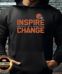 Cleveland Browns Inspire Change hoodie promoting equity, freedom, and justice in football and community.