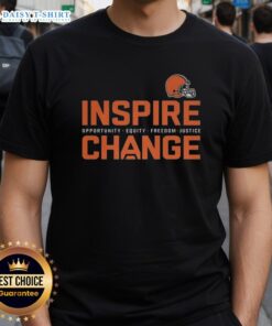 Top Cleveland Browns Inspire Change T-Shirt promoting equity, freedom, and justice through football activism.