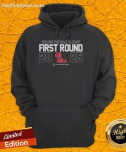 Alt Text: 2025 Ole Miss Rebels hoodie for Top College Football Playoff first round, featuring team logo and vibrant colors.