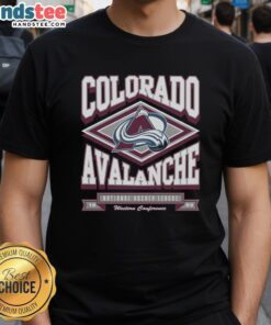 Top Colorado Avalanche Heater T-Shirt featuring vibrant team colors and logo, perfect for fans and game day attire.