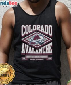 Top Colorado Avalanche heater tank top featuring vibrant team colors and logo, perfect for fans and summer wear.