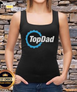Top Dad woodworking saw blade graphic on a stylish dad tank top, perfect for Father's Day gifts and woodworking enthusiasts.