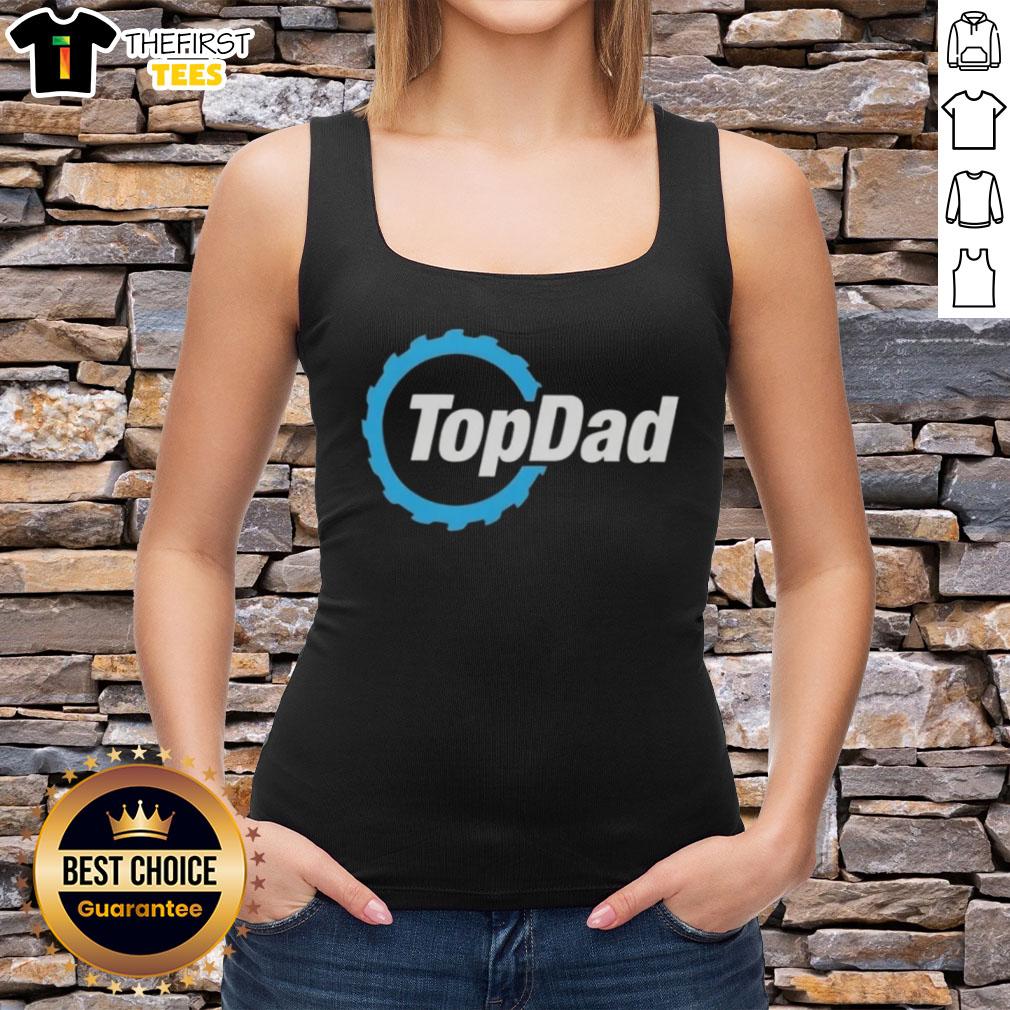 top-dad-woodworking-saw-blade-dad-tank-top Top Dad woodworking saw blade graphic on a stylish dad tank top, perfect for Father's Day gifts and woodworking enthusiasts.