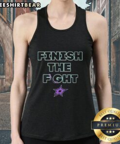 Top Dallas Stars Hockey Finish The Fight tank top featuring team colors and logo, perfect for fans and game day attire.